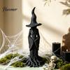 Spooky Resin Statue for Home Decor Halloween Witch Statue, Gothic Tree Figurine, Vintage Mysterious Bark Texture Art Dark Fantasy Ornament Tabletop,