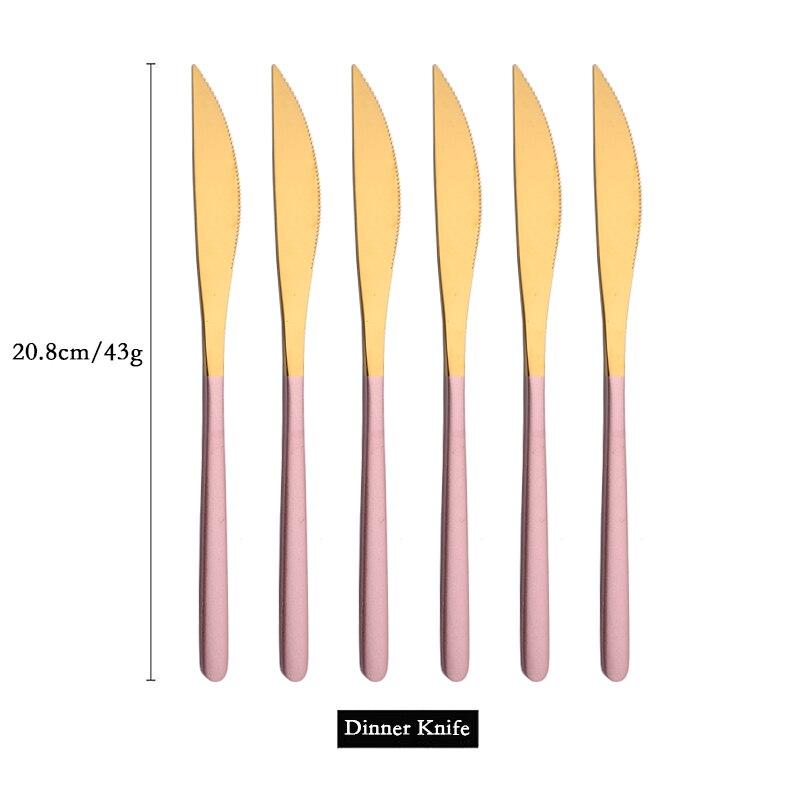 6 PCS Stainless Steel Rainbow Steak Knife Sharp Table Knives Set Restaurant Cutlery Dinner Knife Black Dinnerware Set