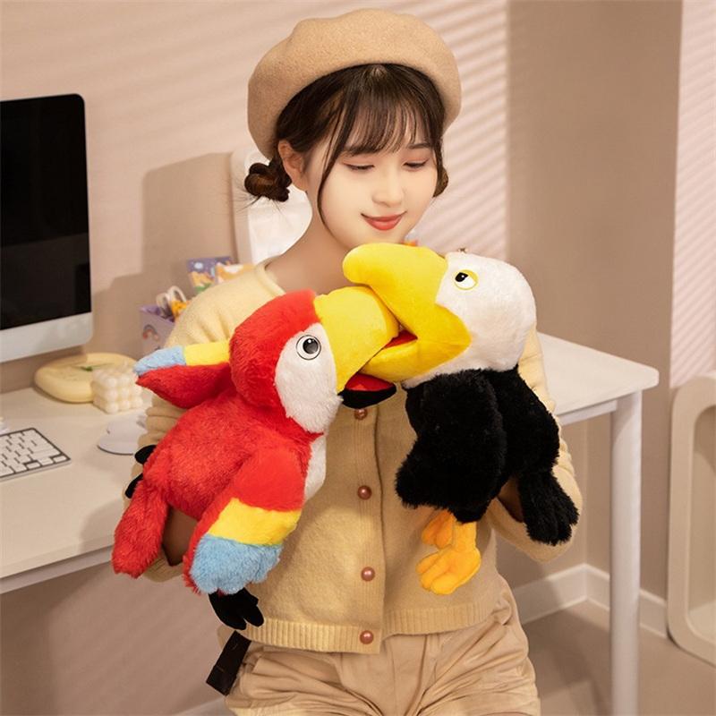 35Cm New 6 Style Toucan Hand Puppet Plush Toys Toucan Parrot Bald Eagle Peacock Owl Flamingo Children'S Game Plush Dolls Gifts