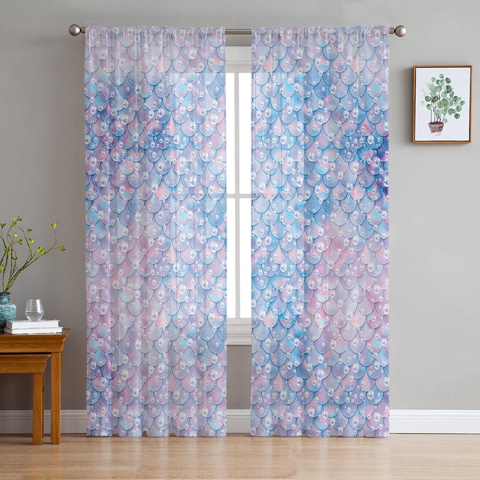 Роскошные прозрачные шторы Ракушка русалки Галактика Мечта Кухня Спальня Гостиная Тюлевые — фото 9