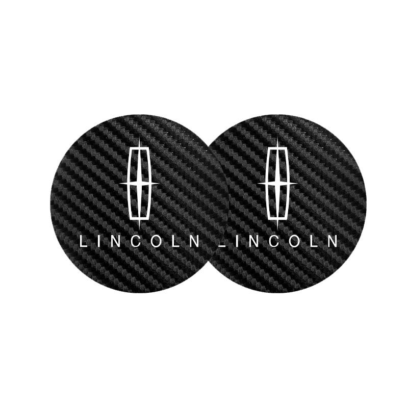 2Pcs Car Coasters Water Cup Mats Waterproof Slot Pads For Lincoln Continental MKZ Town-car Nautilus Electric MKC MKS Corsair MKT FF2