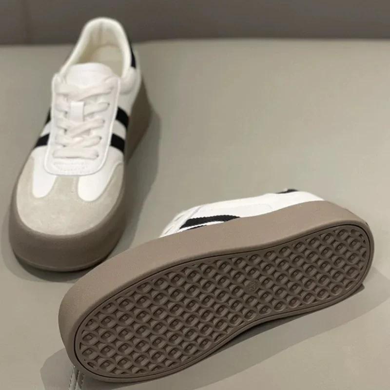 Sports shoes thick sole casual board shoes women 2025 new cowhide everything soft sole inside increase de training shoes