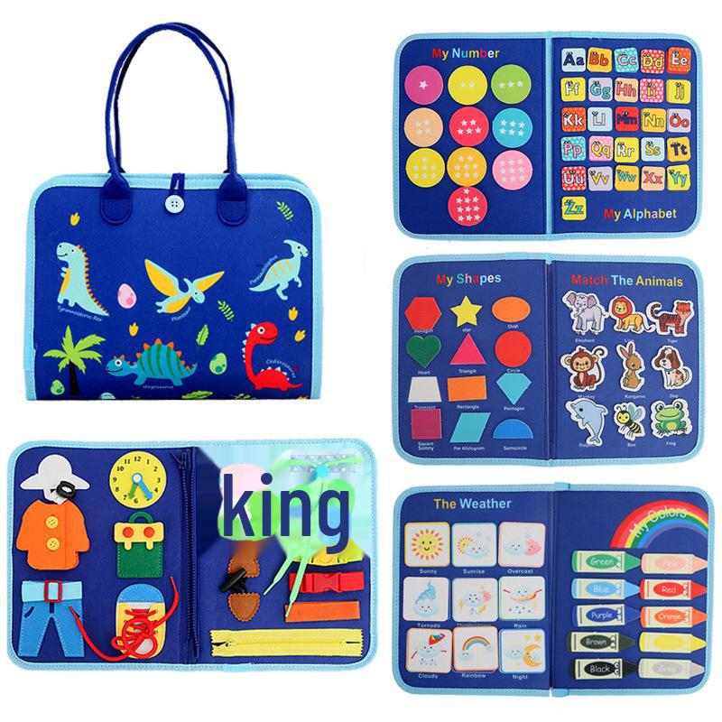 Montessori Dinosaur & Elephant Felt Busy Board Puzzle for Early Childhood Education