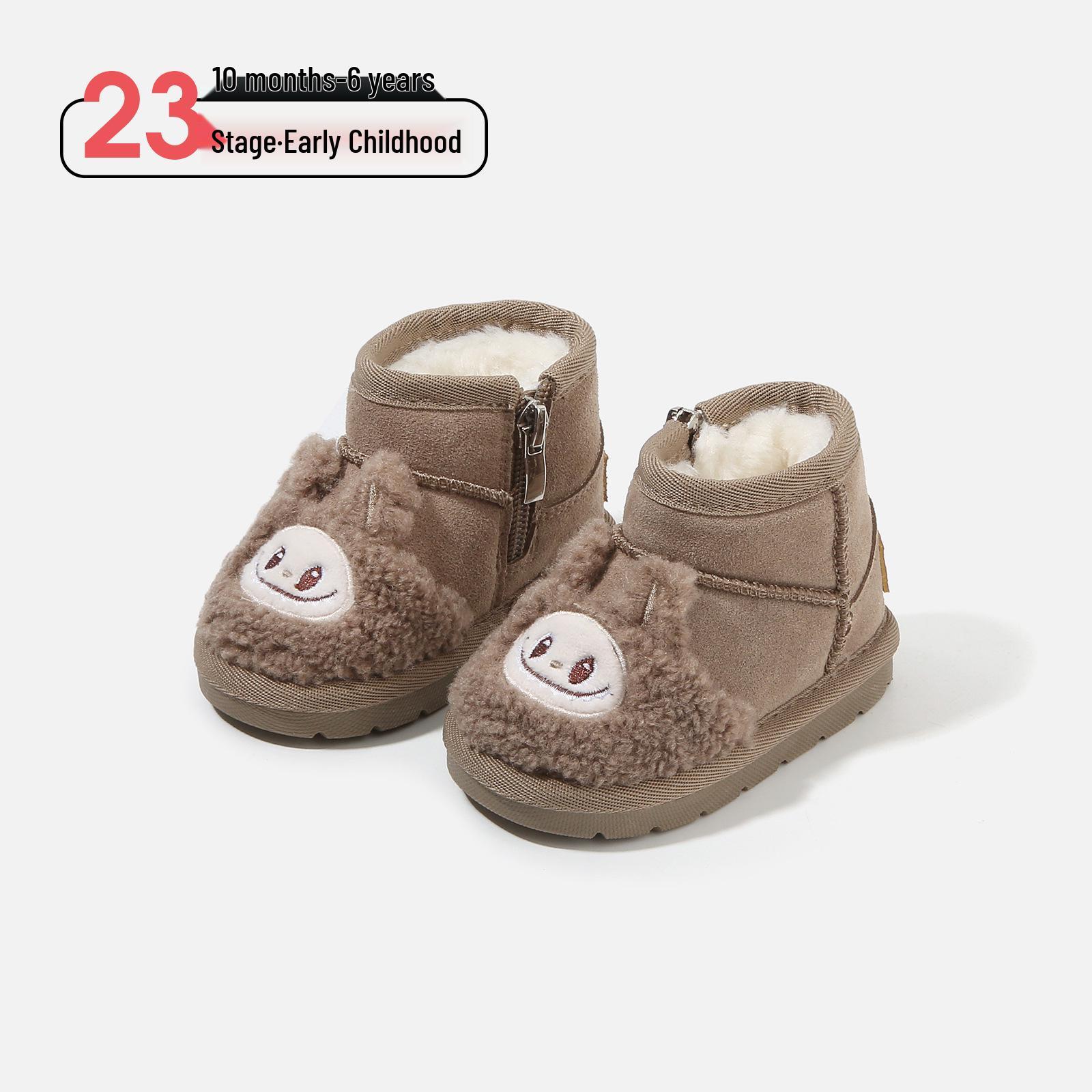 

Cartoon Leather Snow Boots for Baby Boys and Girls - Winter Plush Cotton Toddler Shoes Factory order 16-20 (120 pairs) хакі