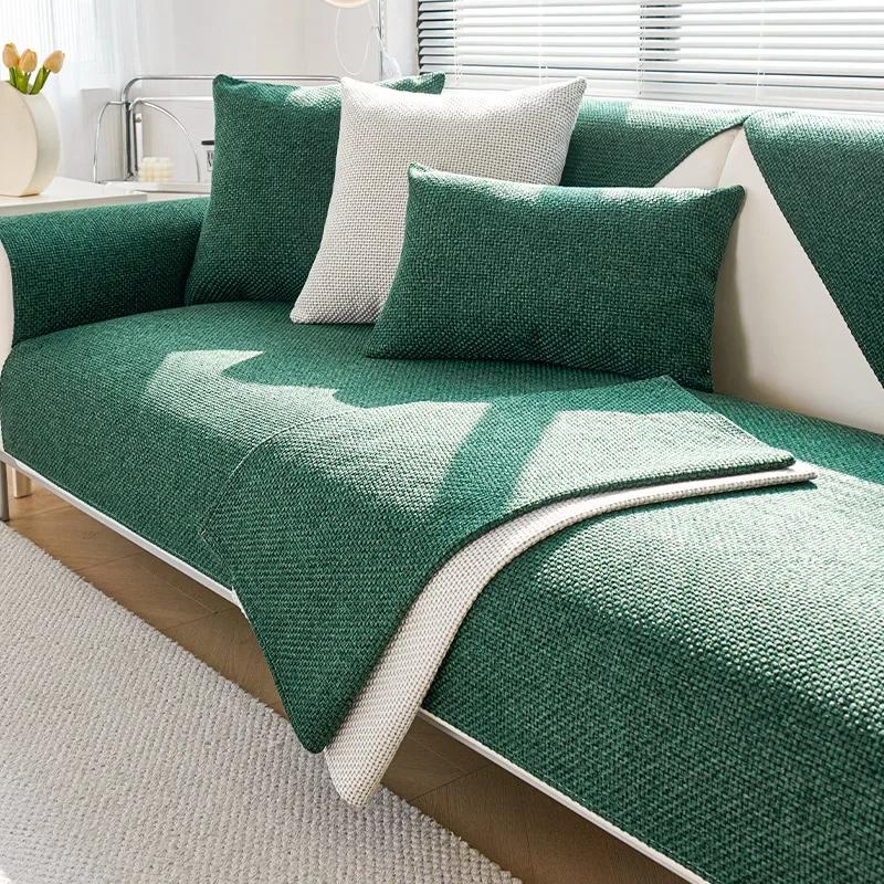 1PC Cotton Linen Sofa Cover Solid Color Non-slip Sofa Cushion Four Seasons Universal  L Shape Sofa Cover for Living Room home