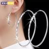 Boucles d'oreilles créoles de luxe grand cercle 5 cm en argent sterling 925 fin pour femmes breloques créateur original fête mariage bijoux cadeaux