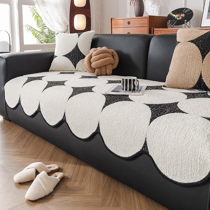 Nordic High-Grade Camellia Sofa Cushion Special-Shaped Irregular Sofa Seat Cushion Anti-Slip Cover Cloth