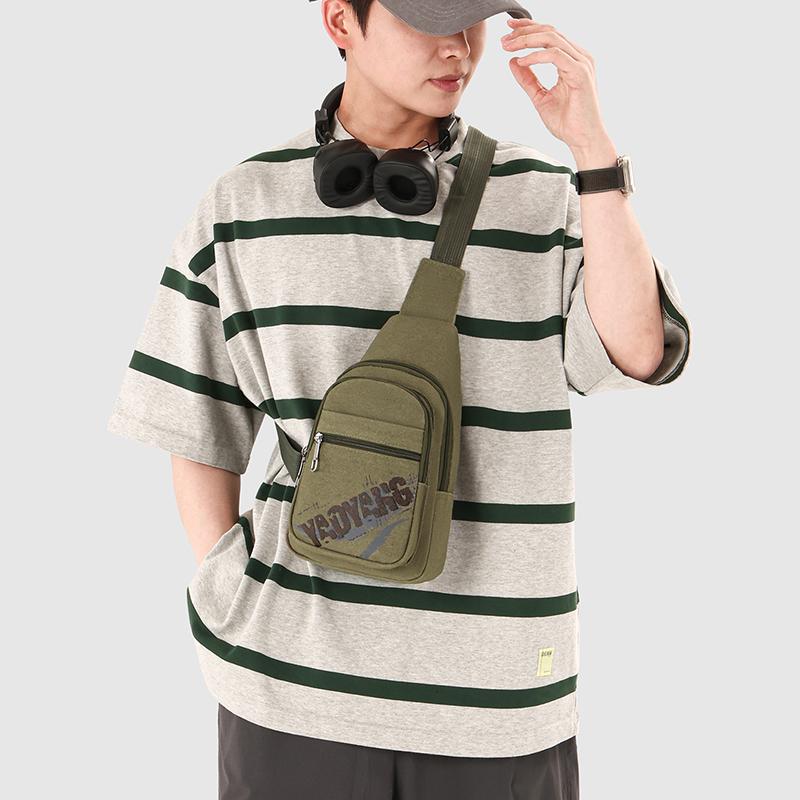 Chest Bag Men's Canvas Shoulder Crossbody Bag Outdoor Cycling Mobile Phone Bag