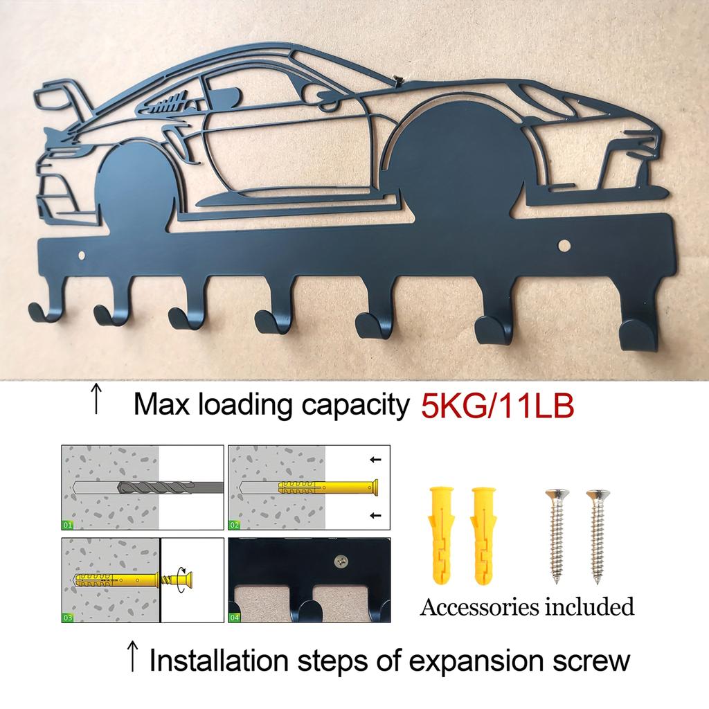 Metallener Auto-Schlüsselhalter im Industriestil zur Wandmontage mit moderner Ästhetik, multifunktionale Schlüsselanhängerringe zur Heimdekoration
