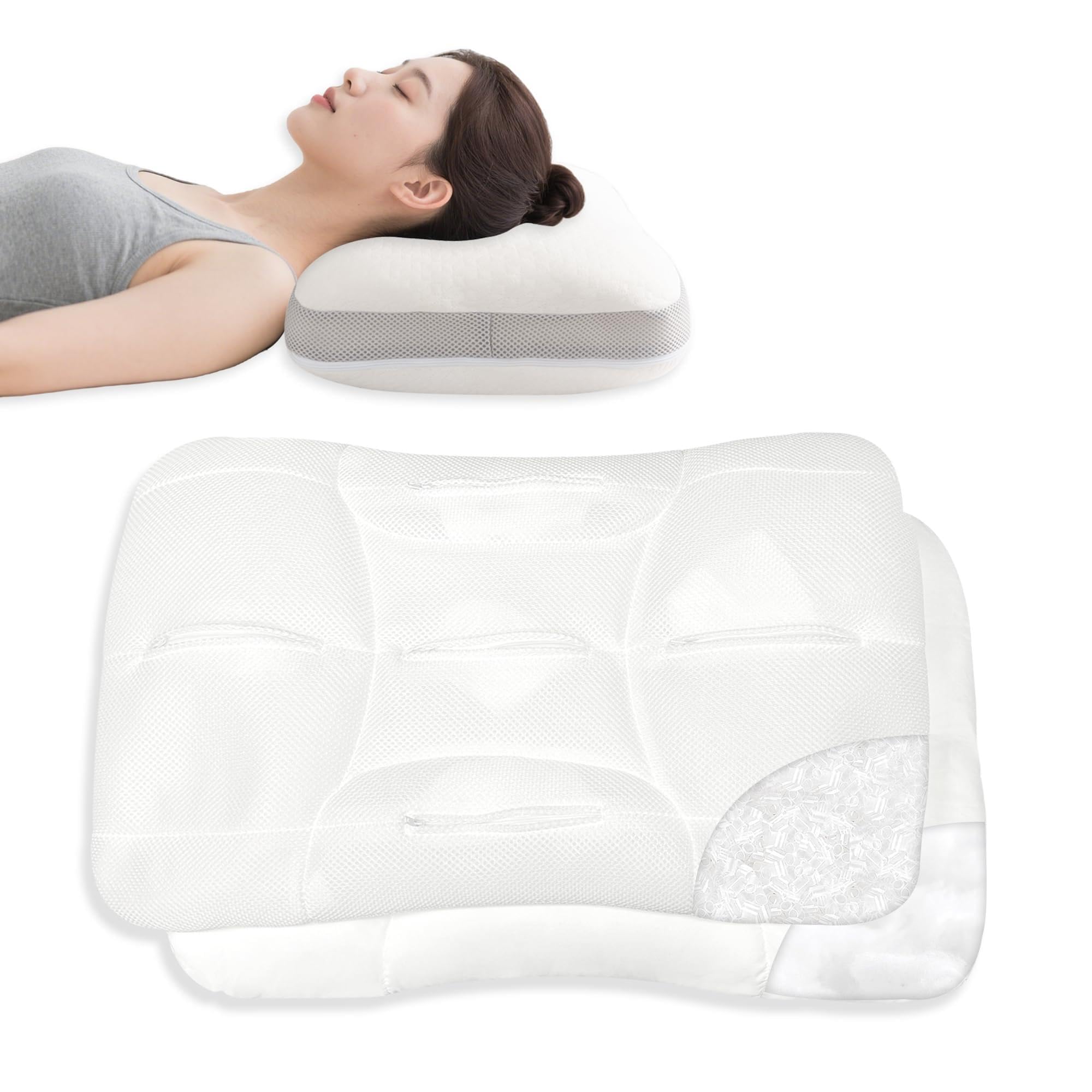 

COZYNOVA 2-in-1 Pillow, Neck Pain Relief, Popular, Doctor-Recommended, 5-Position Height Adjustment, Breathable Pipe Pillow for Firm Head and Neck