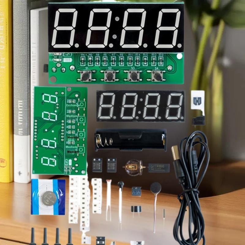 Soldering Practice Equipment, DIY Digital Alarm Clock with Mini Weather Station DC 5V.