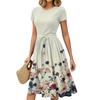 Mote Dame Casual Belte Kortermet Rund Hals Geometrisk Trykk Spleiset Elegant Temperament Kjoler