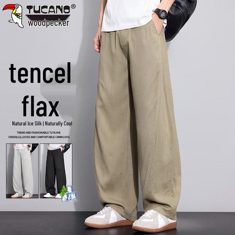 TUCANO Men s Summer Linen Blend Wide-Leg Trousers 2XL
