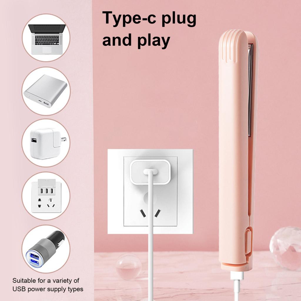 Portable USB Hair Straightener Fast Heating Electric Curling Iron Straight Curly Hair Bangs Mini Curling Wand Travel Women Hair Styling Tool