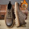Fashion Luxury Men Leather Shoes Genuine Leather Brand Designer Shoes Italian Casual Men Boots Black Lace-up Work Ankle Boots for Men