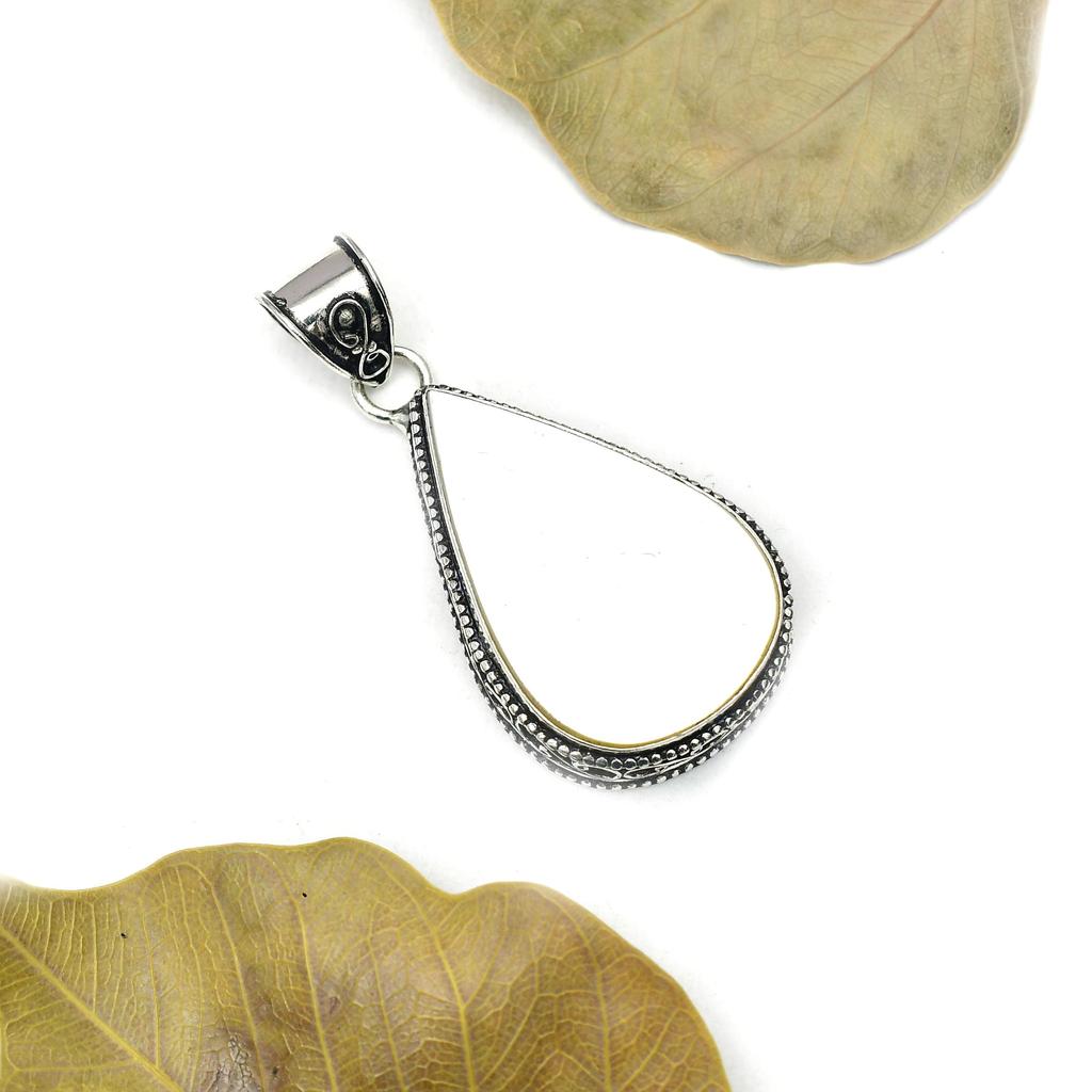 Mother Of Pearl Gemstone Pendant : 925 Sterling Silver Handmade Jewelry Pendant