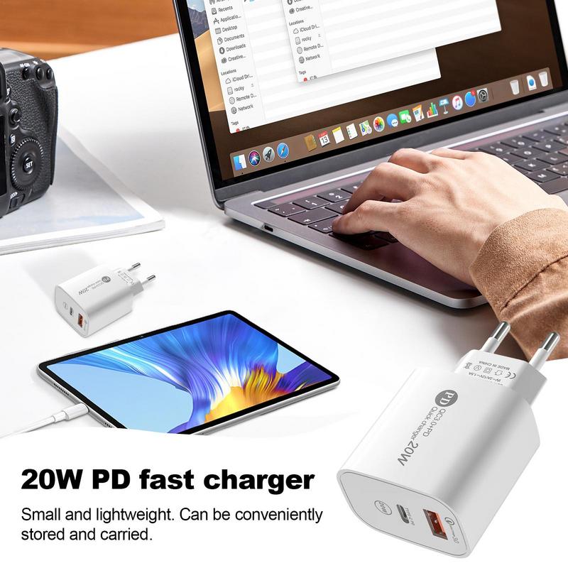 Wall Charger Plug PD20W Fast Charging Cube With USB A And Type C Ports Fast Charging USB Block For Speakers MP3 Players Mobile