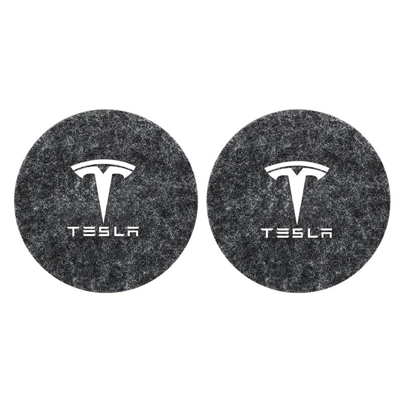 

Car Coaster Water Cup Bottle Holder Anti-slip Pad Mat High quality felt Mat For Tesla MODEL S ROADSTER MODEL X Y MODEL 3