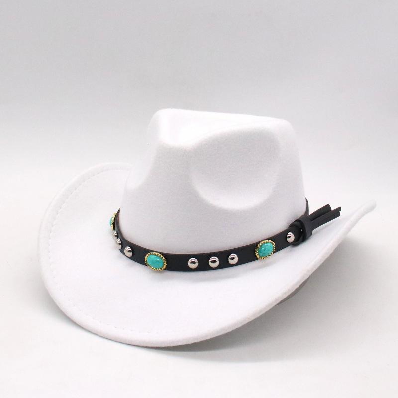 New Vintage Emerald Wool Top Hat Felt Hat Classic Cowboy Hat Ethnic Tibetan Western Jazz Hat
