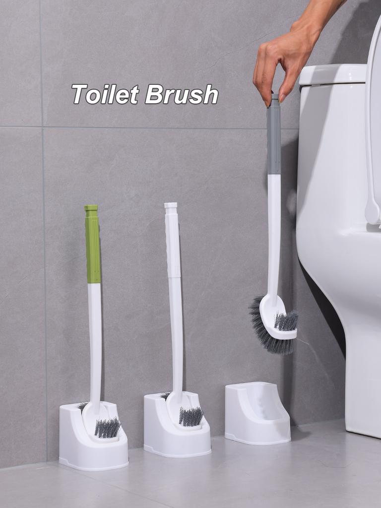 PP Dual Head Toilet Brush with Base for Cleaning No Dead Corners Toilet Squat Toilet with Extended Hard Bristles for Special Use