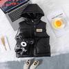 Backpack-ear Children's Down Cotton Vest, Autumn and Winter Thick Outerwear Hooded Vest for Boys and Girls
