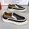 Mens Low-Top Casual Slip-On Sneakers Breathable PU Lining Round Toe Comfortable Walking Shoes Fall