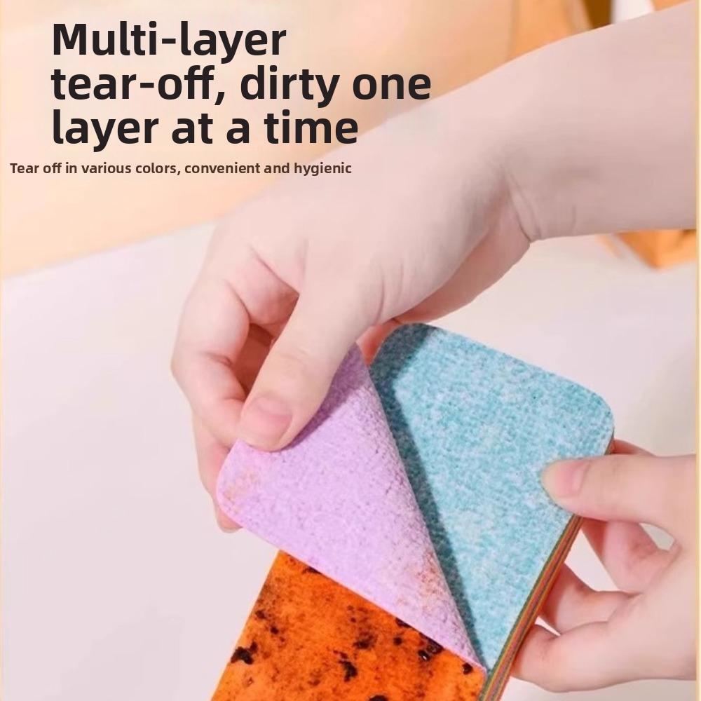 Strong Absorbent Dish Towels Non-stick Oil Scouring Pad Rainbow Colors Wipe Cloth Kitchen Use