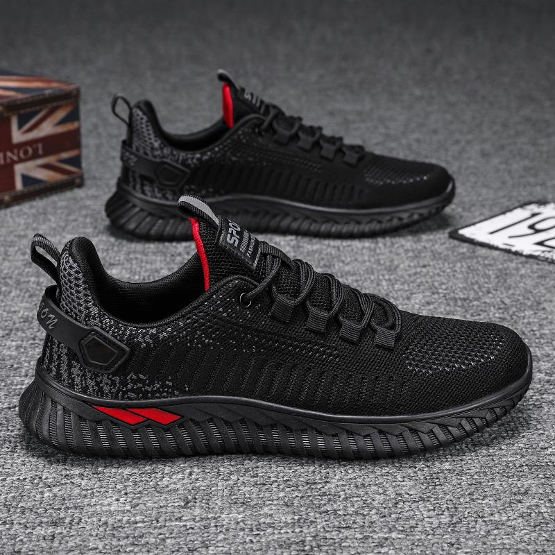 

Men s Shoes 2026 Breathable Mesh Fly Woven Sports Leisure Work Anti Slip Labor Protection Trendy 42 чёрный