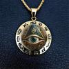 Ancient Egyptian Eye Pattern Hieroglyphic Stainless Steel Pendant Necklace for Men Retro Style Talisman Chain
