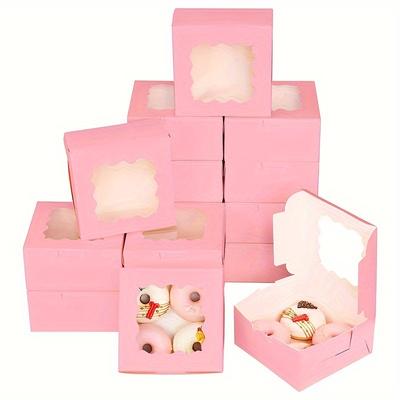 20pcs Pink Bread Boxes with Window Thick and Sturdy Pink Pastry Boxes Bread Boxes Biscuit Boxes for Parties Picnics Disposable Bowls for Parties