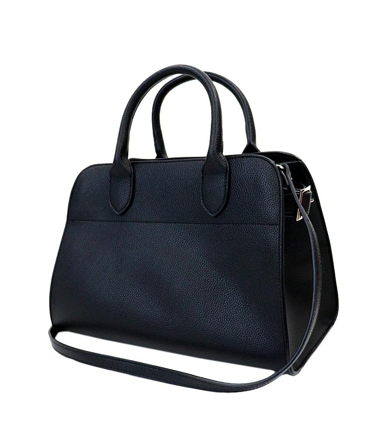 

DONOBAN Women s Side Belt Tote Bag with Shoulder Strap, 2-Way Boston Bag, Black