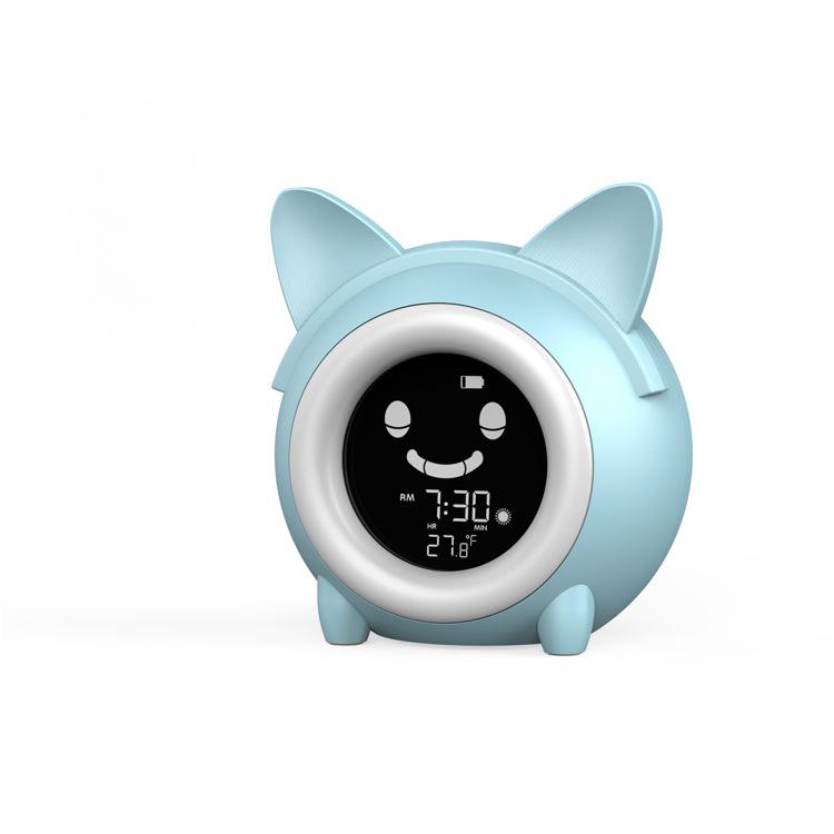 Cartoon Cat Mini Alarm Clock New Children's Sleep Wake Clock Creative Digital Electronic Clock with Night Light