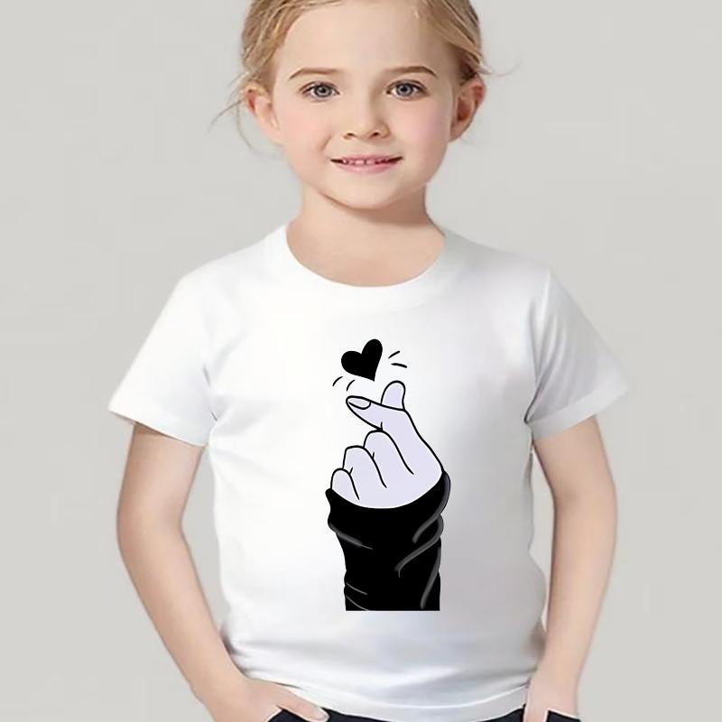 New Girls Than Heart Print T Shirt Unisex Harajuku Tee Clothes Cartoon Top Kids Girls Summer Polyester Fabric