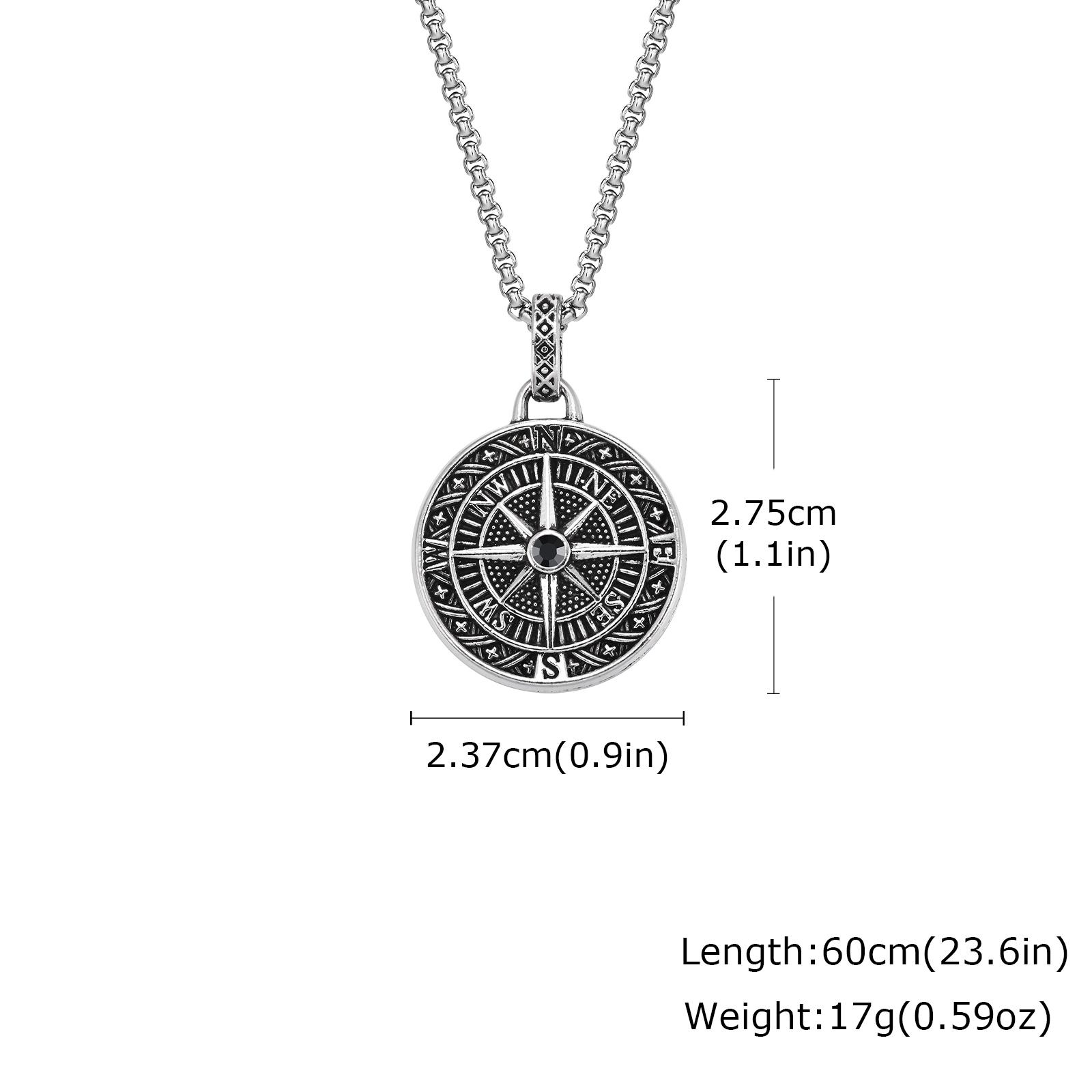 

Men s Silver Color Geometric Pendant Necklace, Non Fading Stainless Steel Compass Necklace with Chain, Stylish Jewelry Gifts