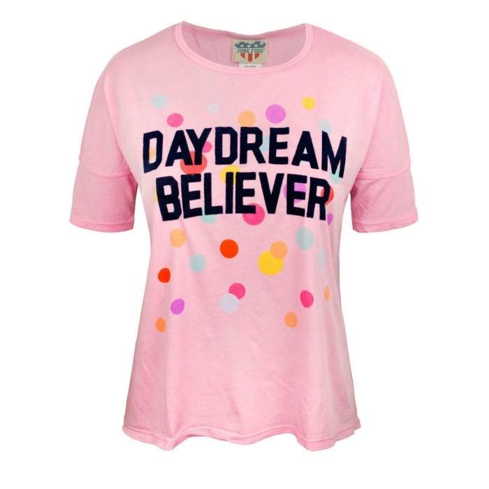 Camiseta feminina/feminina Junk Food Daydream Believer grande XXL cor-de-rosa