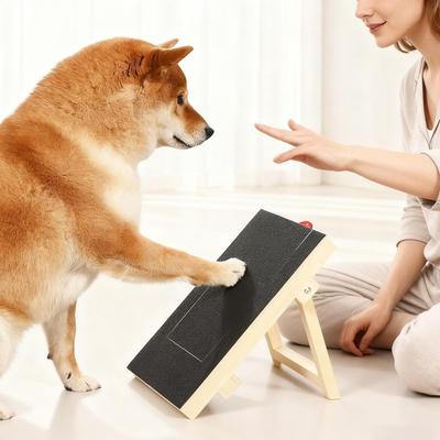 Hundekratzbrett mit Ständer, Holzkratzbaum zum Ausziehen mit Leckerlidose, Langlebiges Reparaturbrett für Hundepfoten, Für Hund