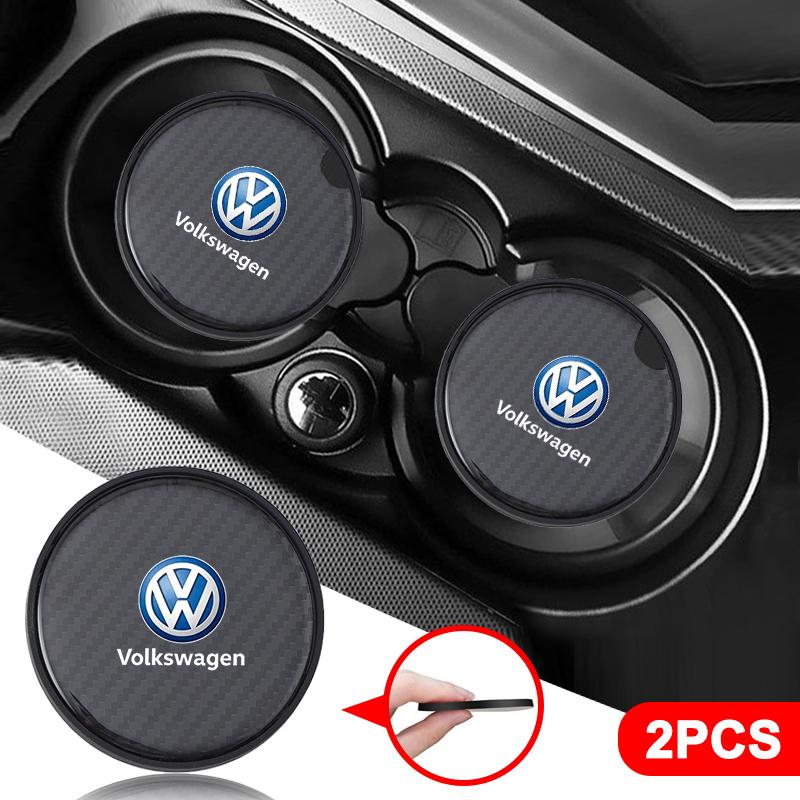 HAT1 2PCS PU Car Water Cup Pad Coaster Rubber Mat Bottle Holder for Volkswagen Golf 4 mk5 Passat b8 b5 VW Sharan Polo 6R Tiguan Rline