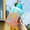 Large Capacity Sports Water Bottle Gradient Kettle with Scale Fitness Outdoor Sports Plastic Cup Anti-fall Frosted Water Bottle