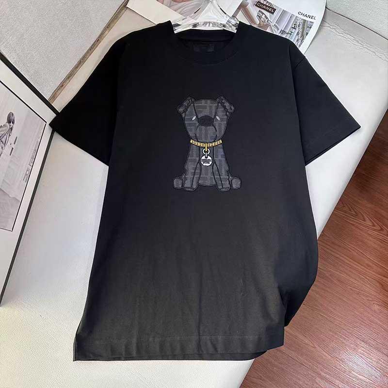 SS26 Early Spring Jacquard Little Dog Embroidery Unisex T-Shirt Medium