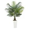Artificial Areca Palm Tree 1524 Mm, Fake Palm Tropical Plants with White Tall Planter, Faux Floor Silk Plant In Pot, Large Trees for Home Office