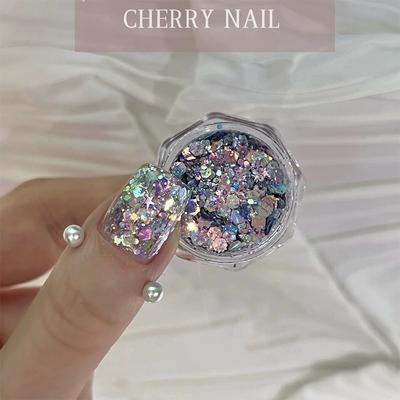 Nail Glitter Sequins 3D Laser Nail Art Flakes Colorful Confetti Sticker Manicure Supplies Make Up Diy Decals Decoration