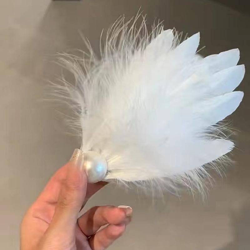 Weiße Feder Design Entenschnabel Haarspange Y2k Haarspange Frühlings Haarspange für Mädchen