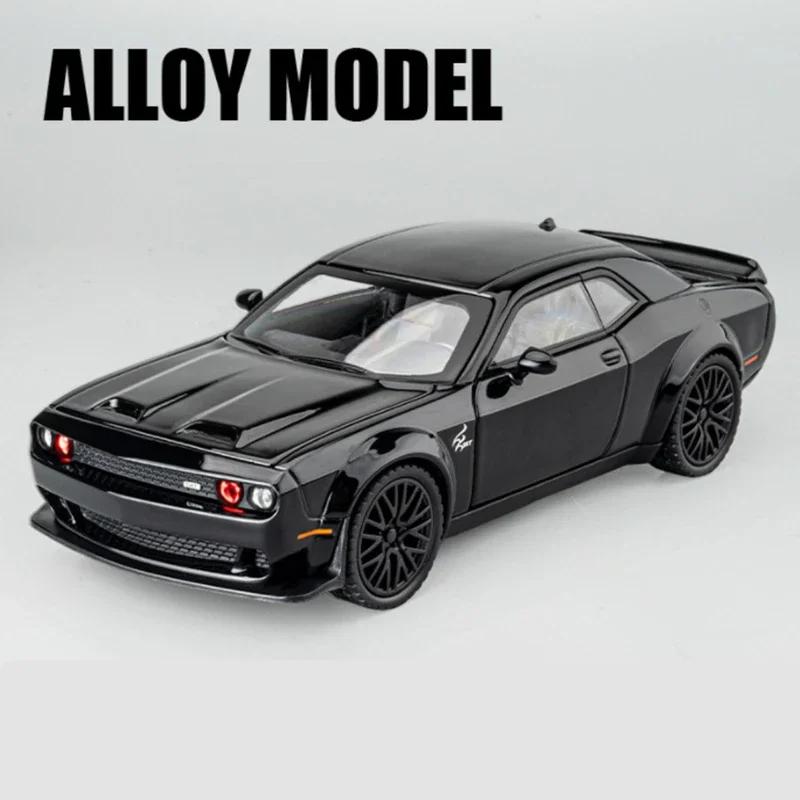 DFN2  1:32 Dodge Challenger Helicat SRT Alloy Sports Car Model Diecast Metal Toy Muscle Car Model Simulation Sound and Light Kids Gift