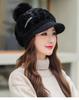 Damen Herbst und Winter Süße Kältefeste Kaninchenfellmütze mit Pompom Damenmode All Match Koreanischer Stil Dicke Warme Baseballkappe