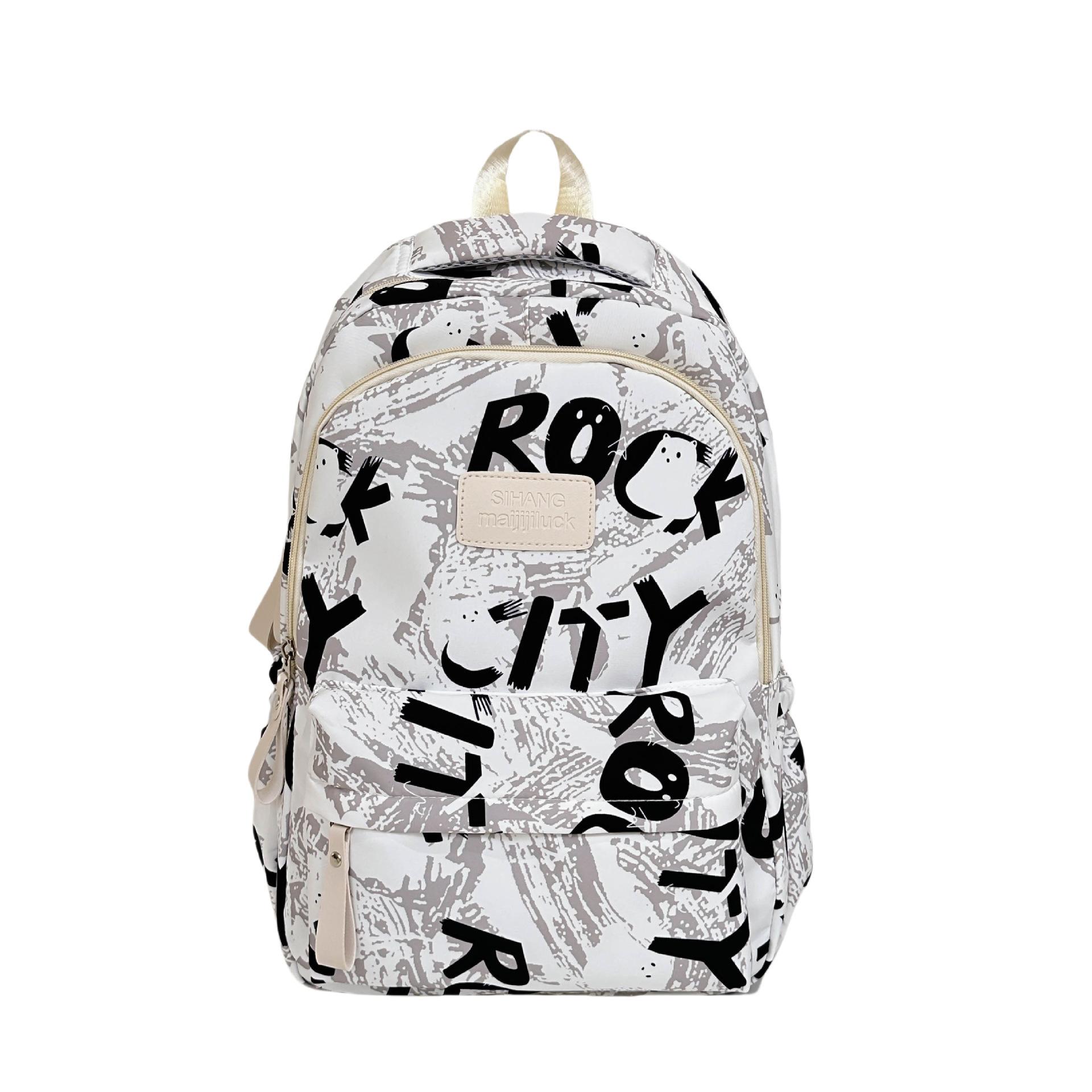 

Рюкзак для женщин Модный Простой С принтом Рюкзак для учеников средней школы, старшеклассников, студентов колледжа Школьная сумка Корейский стиль Трендовый Граффити Повседневный рюкзак