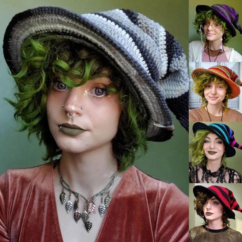 Skin-friendly Knit Witch Hats Handmade for Halloween Diy Hair Accessories Crafts Halloween Carnival Party Supplies