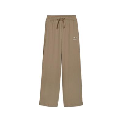 Cor Sólida Outdoor Casual Cintura Elástica Cintura Média Reta Solta Tricô Calças Esportivas Calças Femininas Cáqui 629006-67