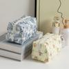 Portable Flower Printed Cosmetic Bag Large Capacity Travel Organizer Makeup Bag Storage Bag