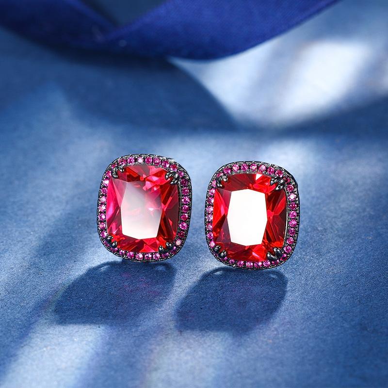 

Ювелирные изделия Медное основание Позолоченная Имитация Красного Корунда Толстый Прямоугольный Черное Золото Персонализированный Набор 14 * 16