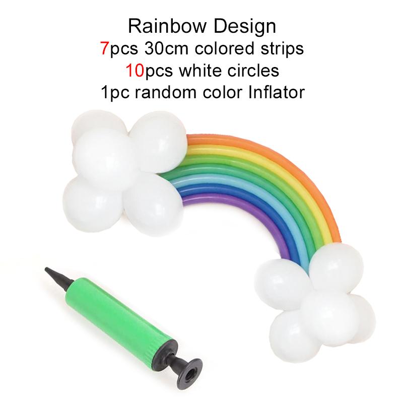Elastic Latex Balloon Long Strip Heart-shaped Rainbow Design Bright Color Home Decoration Wedding Ornaments Inflator TMZ